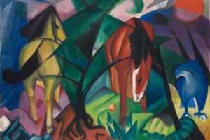 Franz Marc, Pferde und Adler, 1912, Öl auf Leinwand, 100 x 135,5 cm. Sprengel Museum Hannover, Leihgabe Niedersächsisches Landesmuseum, Hannover